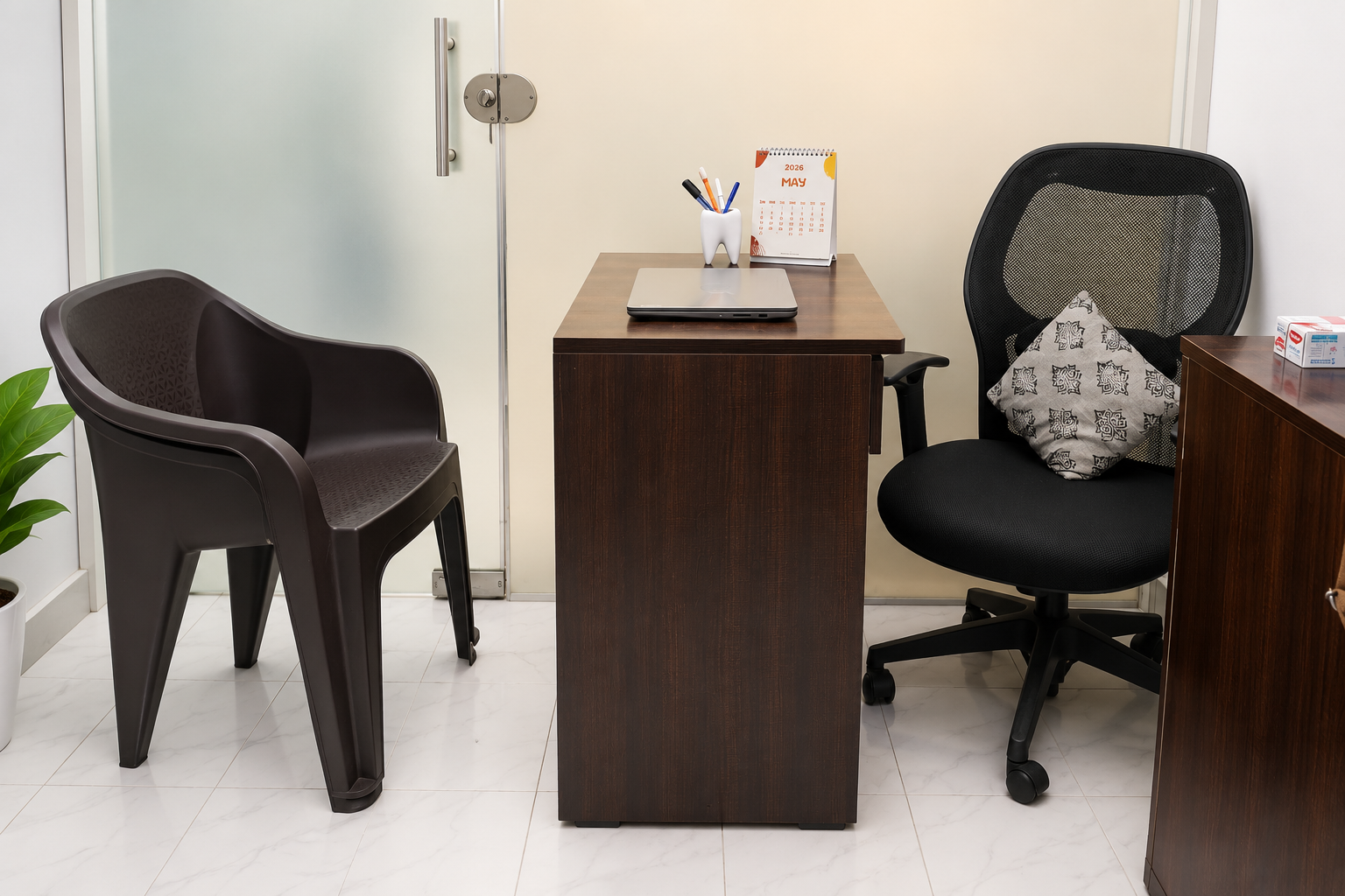 Consultation desk at Dr. Sampada's Dental Clinic, Airoli